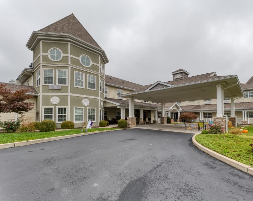 Driveway and front of main building at Addington Place in Shiloh Senior Living